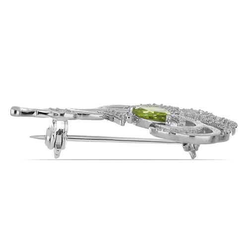 BUY 925 SILVER BROOCH WITH PERIDOT GEMSTONE 